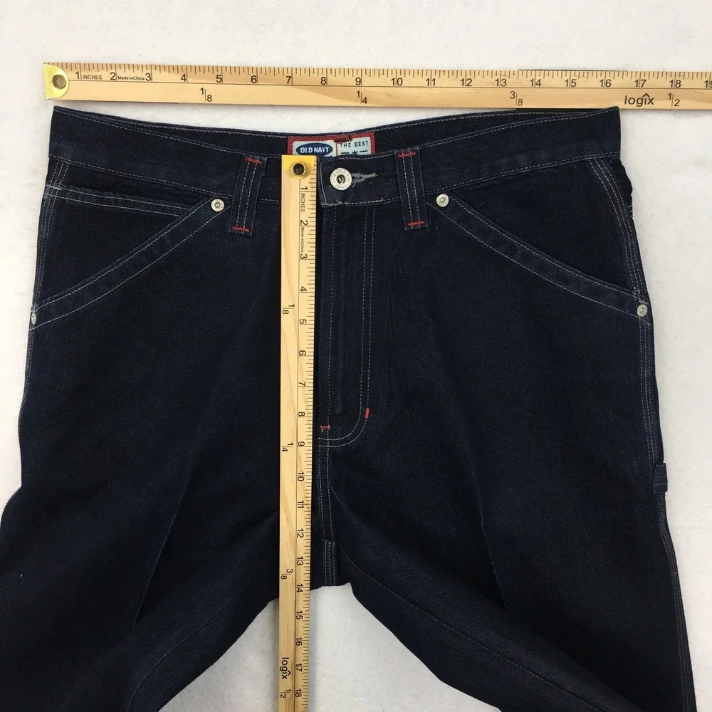 VINTAGE Old Navy Mens Y2K Painter Pants Dark Wash Indigo Carpenter Jeans 34x34